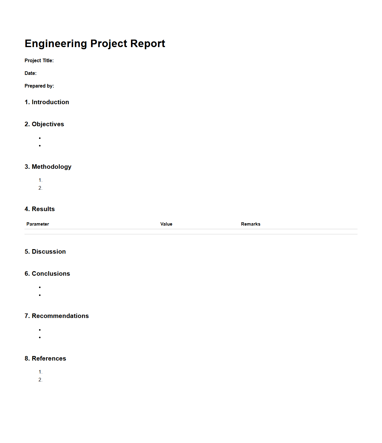 Minimalist Engineering Project Report Format