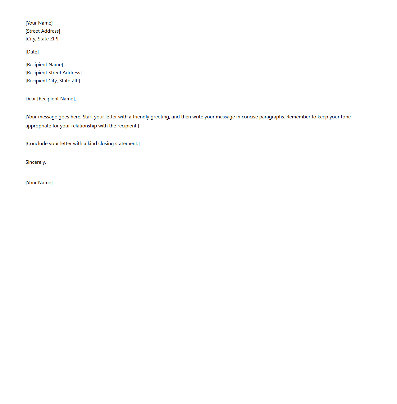 Minimalist Personal Letter Template