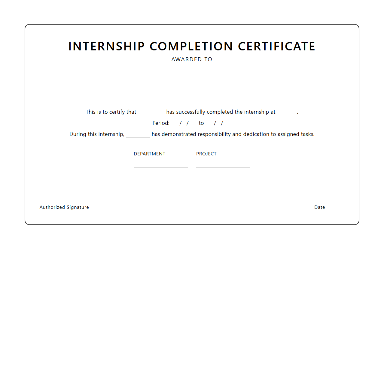 Modern Internship Completion Certificate for Students