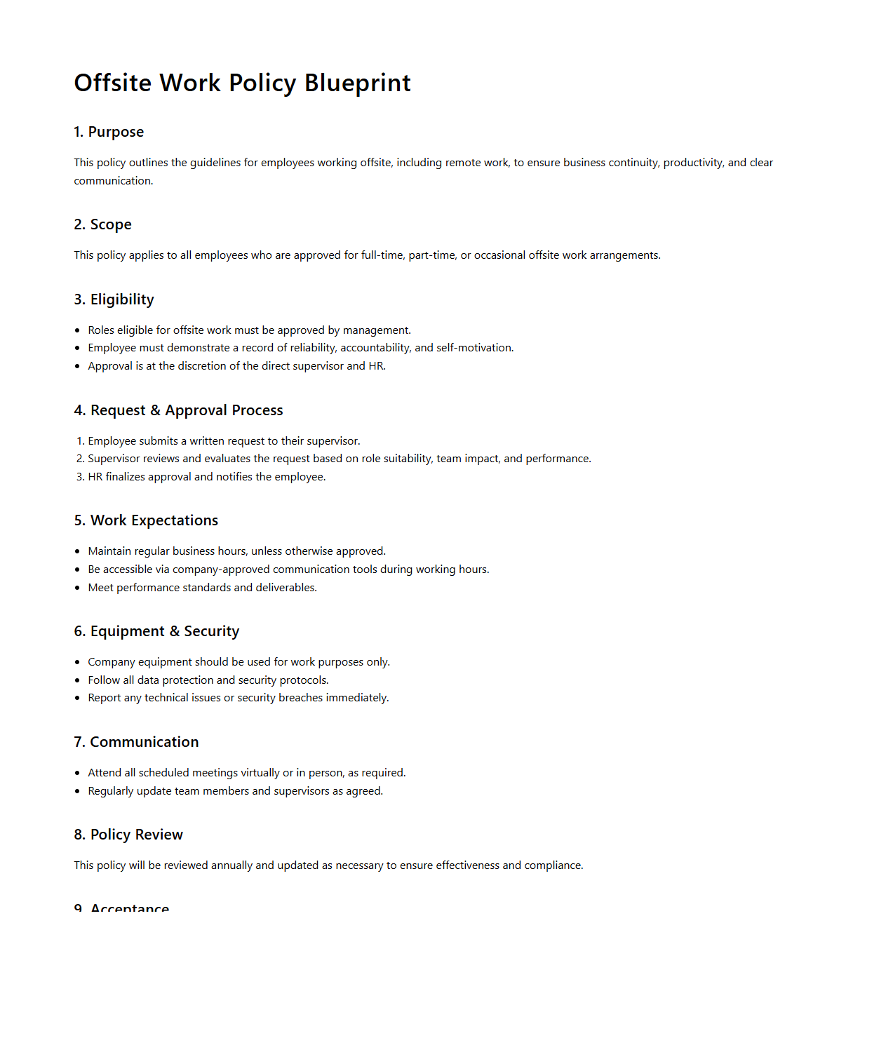 Offsite Work Policy Blueprint