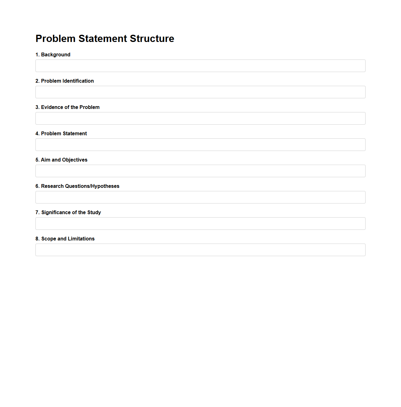 Problem Statement Structure for Scientific Studies