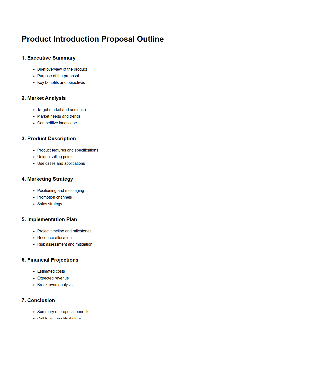 Product Introduction Proposal Outline Template