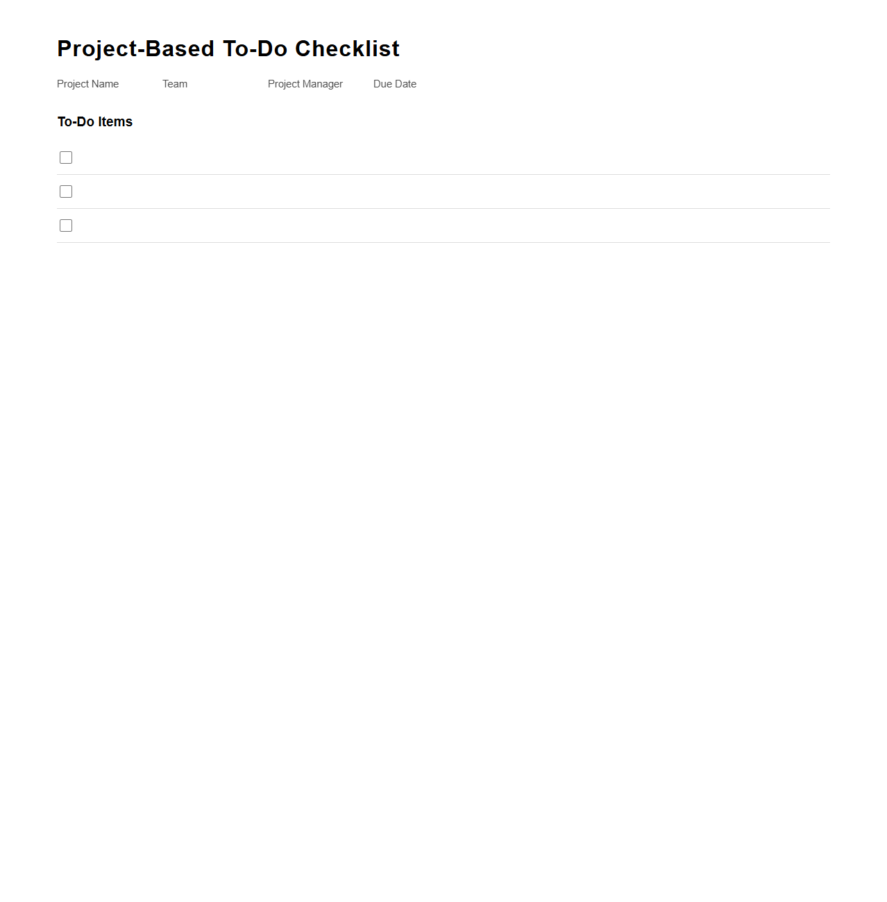 Project-Based To-Do Checklist Template for Teams
