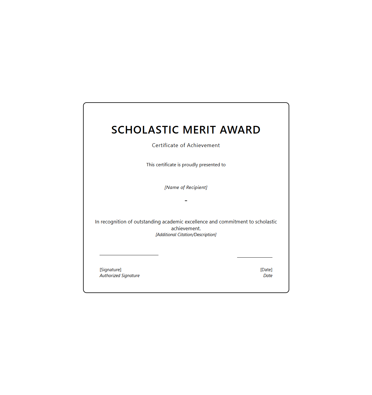 Scholastic Merit Award Certificate Template
