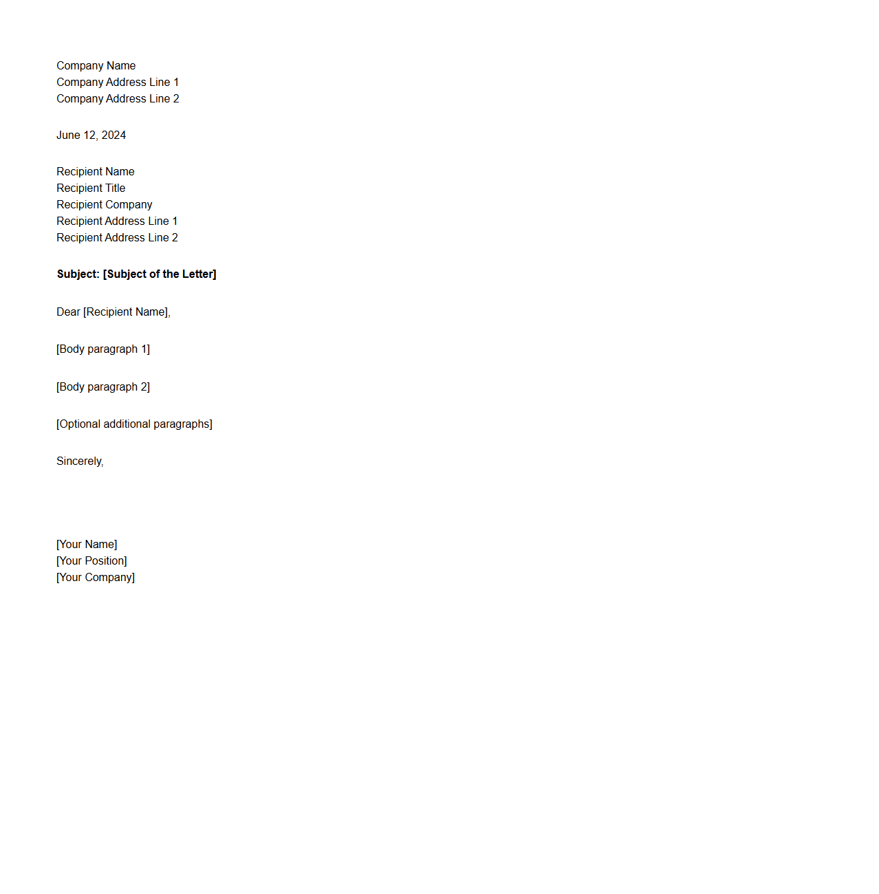 Simple Corporate Letter Structure