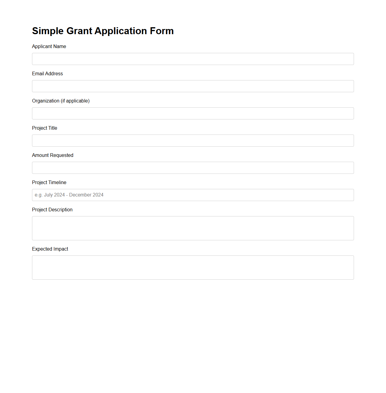 Simple Grant Application Form