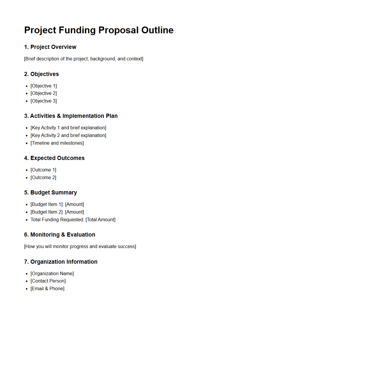 Simple Project Funding Proposal Outline