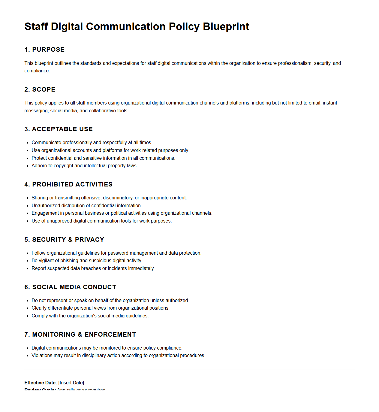 Staff Digital Communication Policy Blueprint