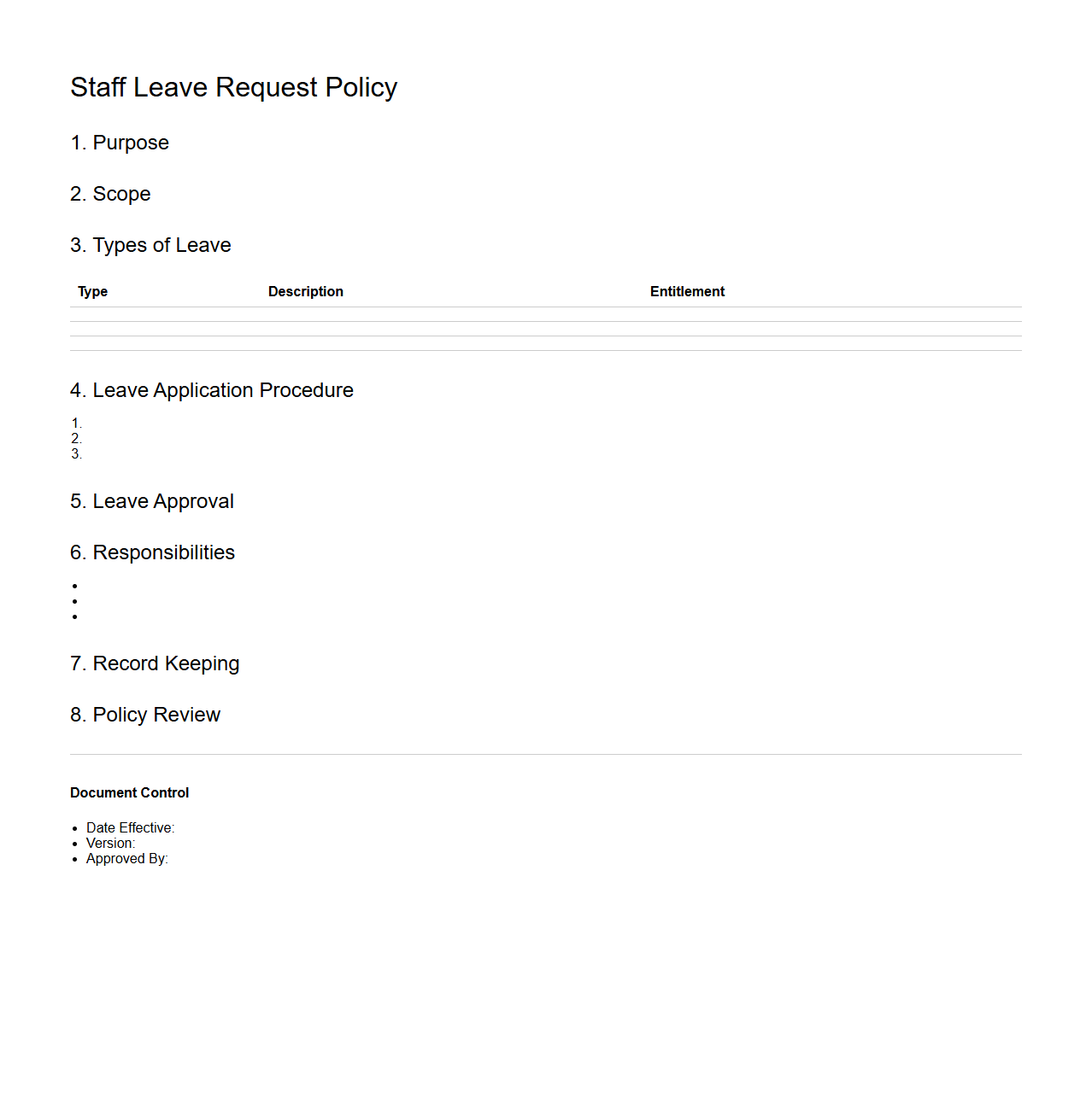 Staff Leave Request Policy Skeleton