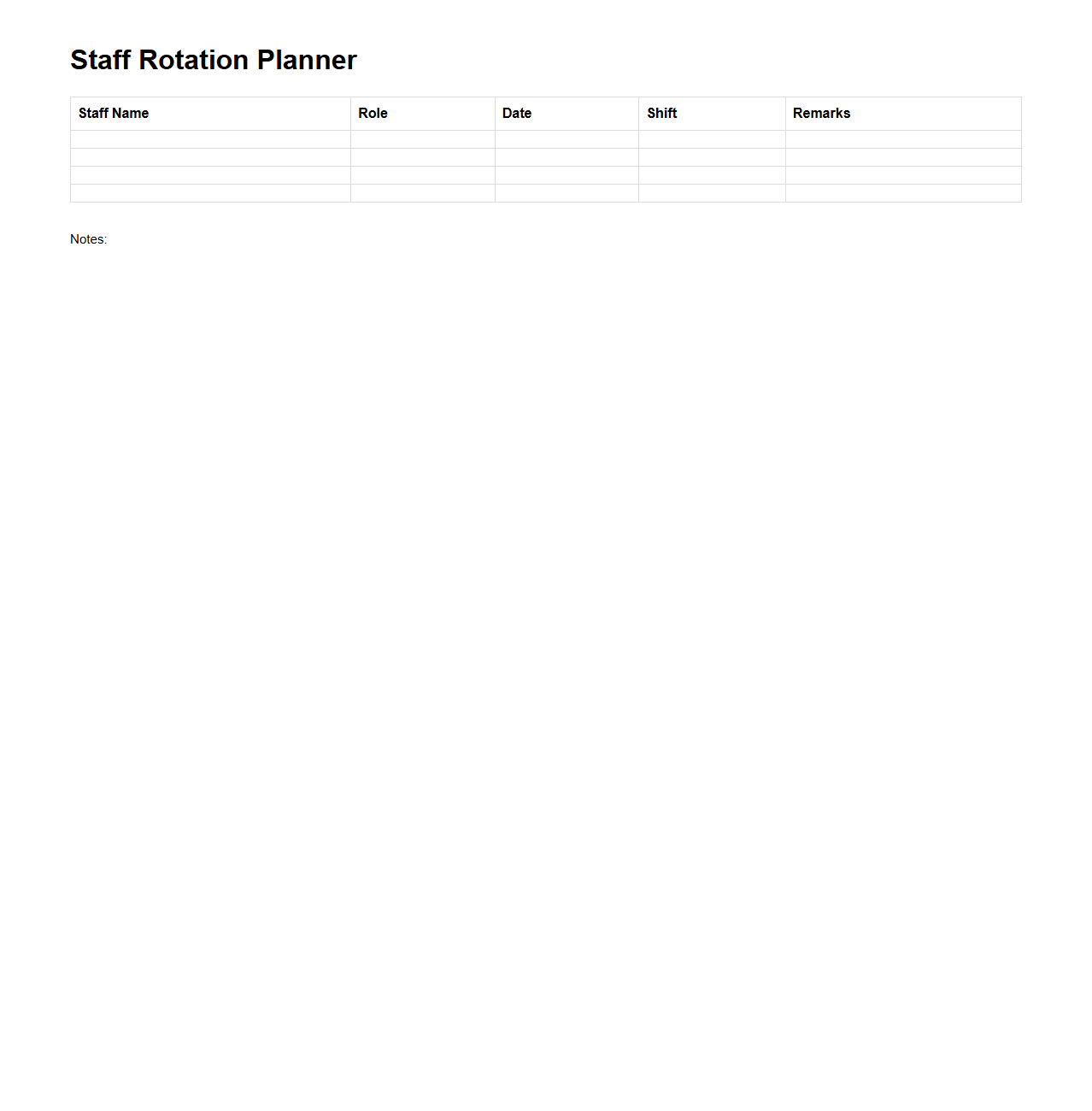Staff Rotation Planner for Shift Management