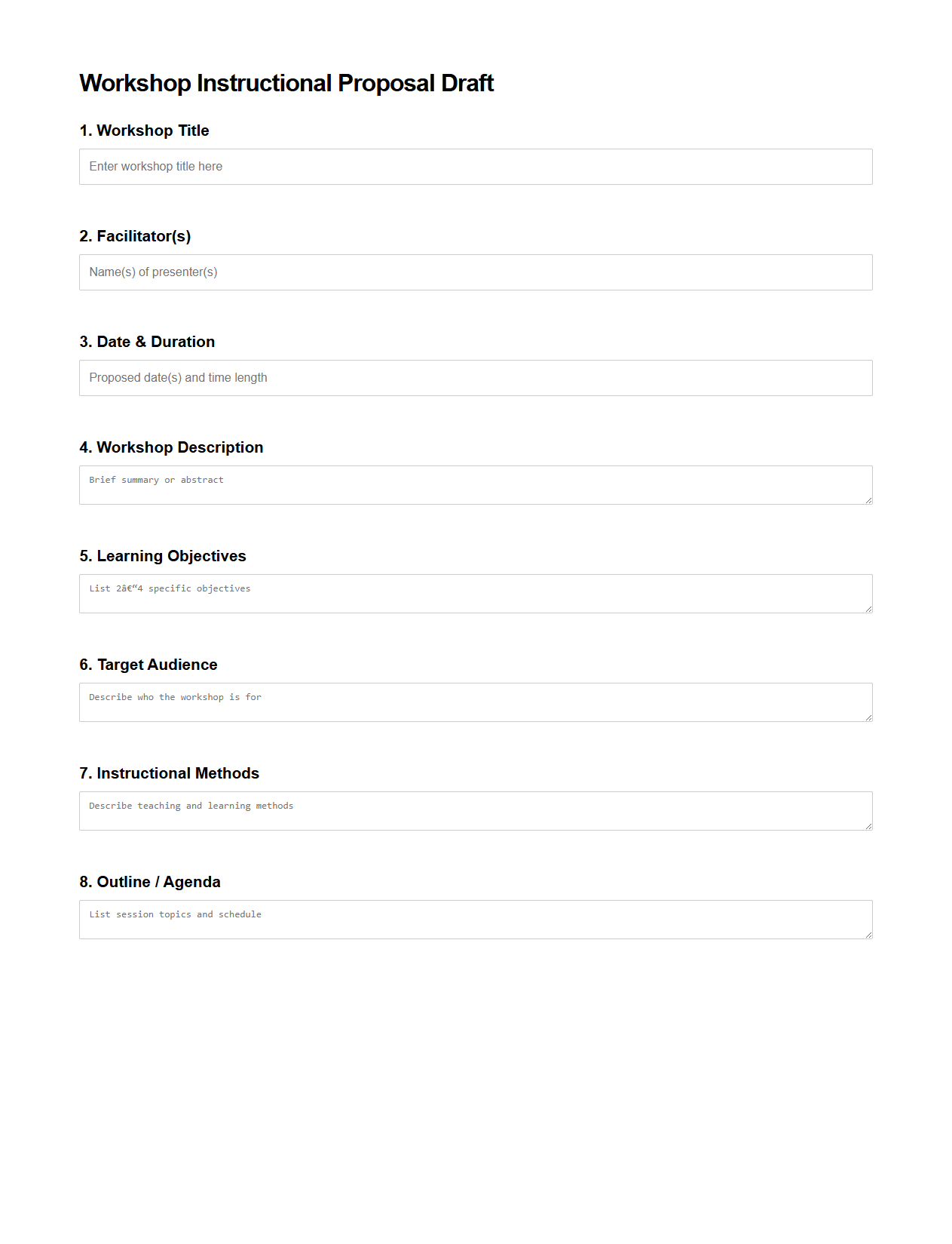 Workshop Instructional Proposal Draft